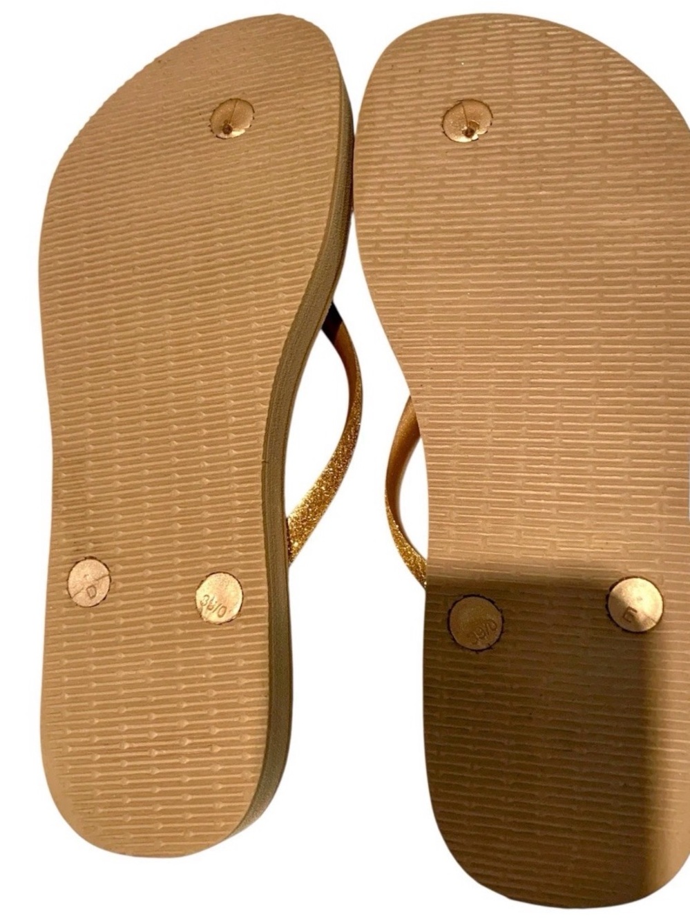 Havaianas Glitter Strap Flip Flops in Gold 9/10 - Picture 4 of 6